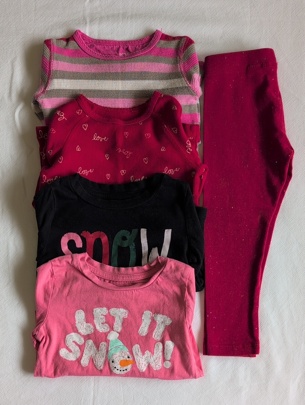 2T Toddler Girl Joe Fresh Outfit Bundle Waffle Knit Sparkle Leggings Winter Lot